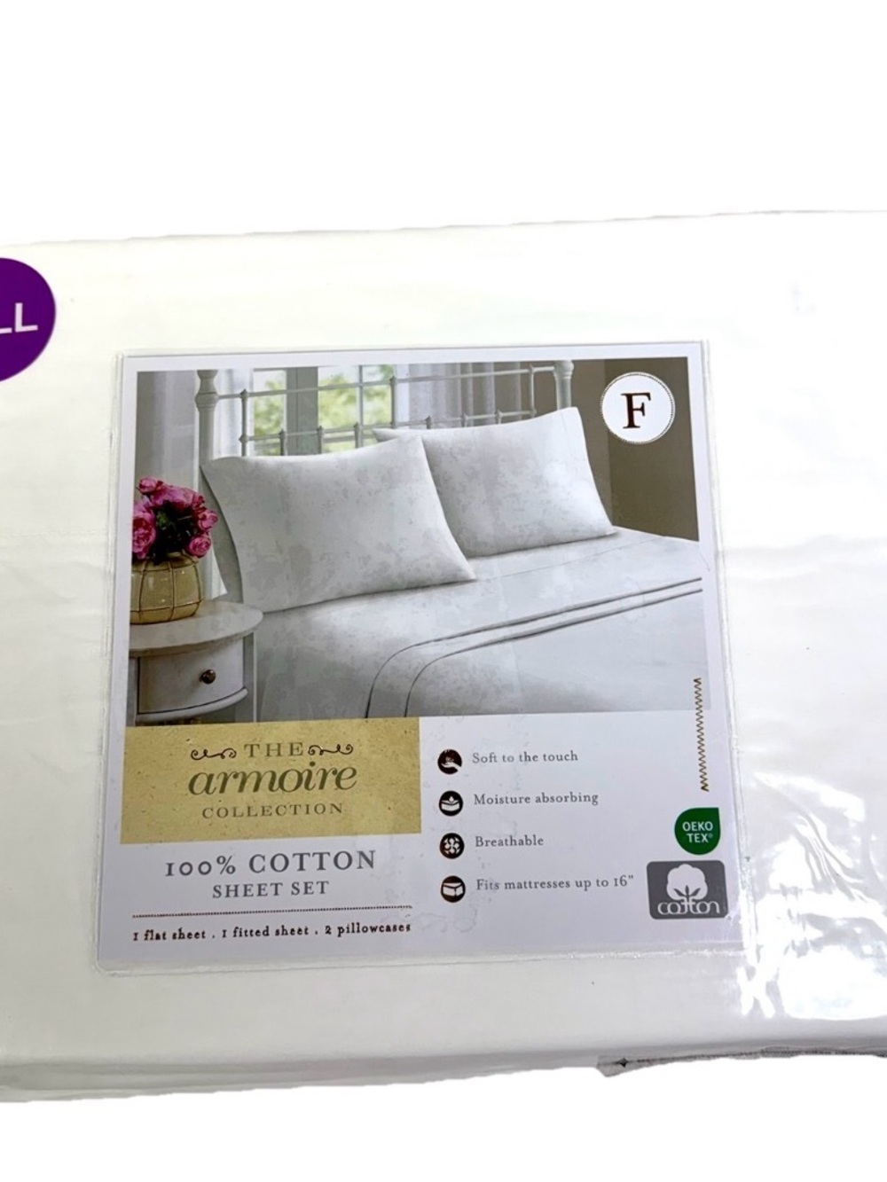 Armoire Collection White Full 4 Pc Set 100% Cotton Soft touch Moisture Absorb